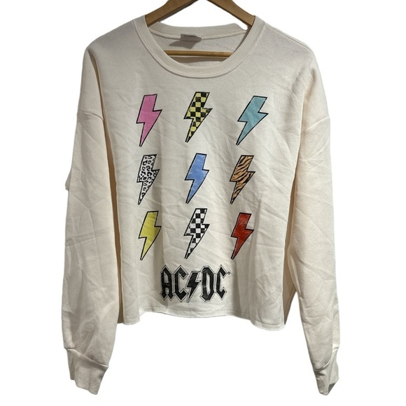 Grayson Threads sweatshirt raw hem AC/DC large NeW no tags - Picture 1 of 5